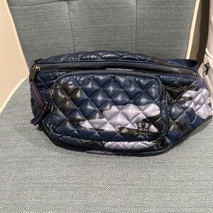 Oliver Thomas Quilted Blue and Black Crossbody Bag